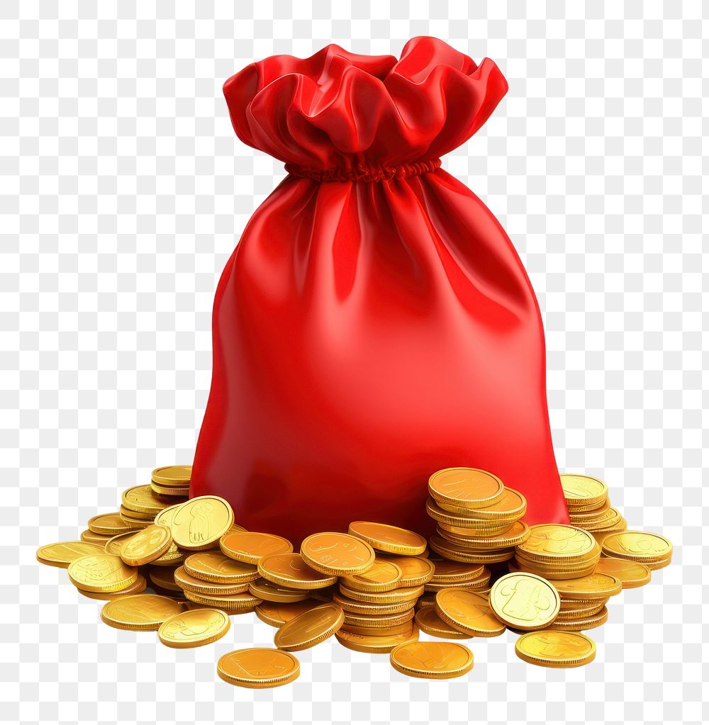PNG Money bag coin gold red. AI generated Image by rawpixel.
