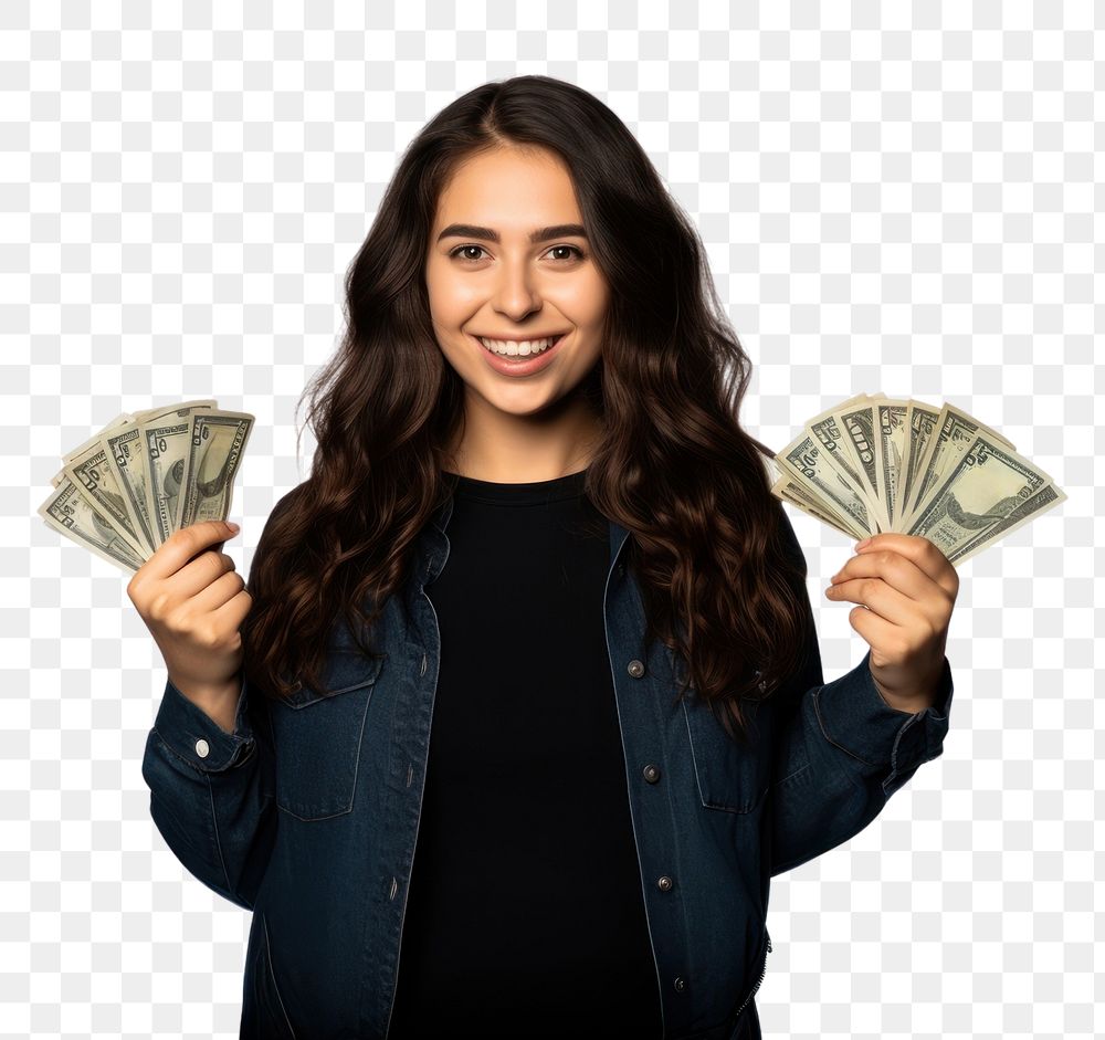 PNG Portrait holding dollar money. AI generated Image by rawpixel.