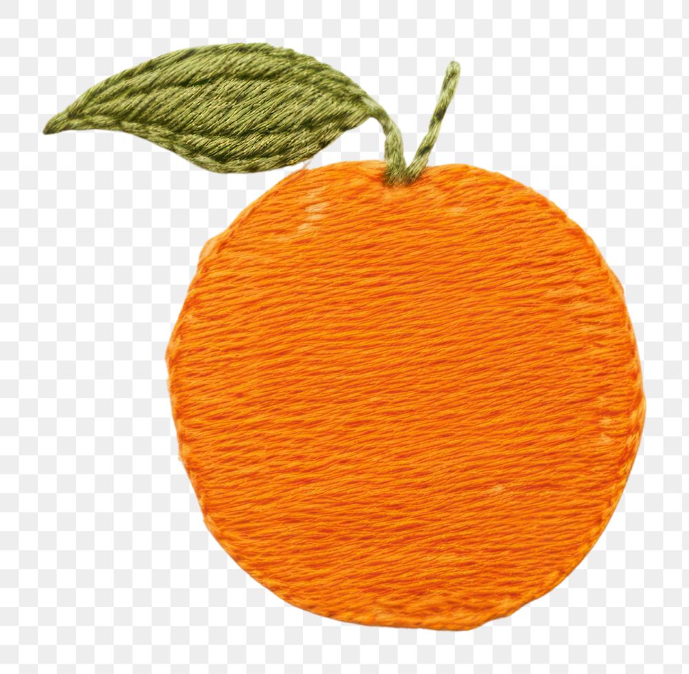 PNG Embroidery orange fruit plant. AI generated Image by rawpixel.