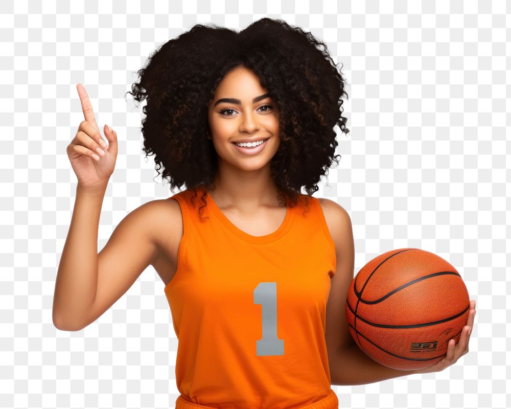 PNG Young african american woman basketball portrait holding. AI generated Image by rawpixel.