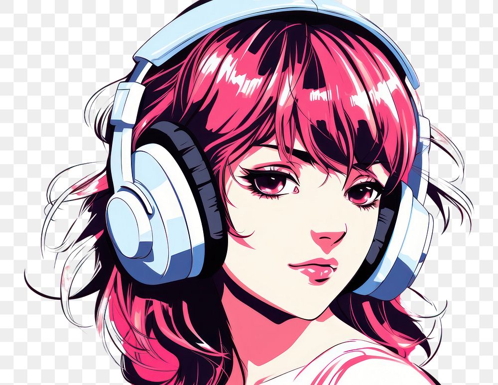 PNG Headphones manga adult publication. AI generated Image by rawpixel.