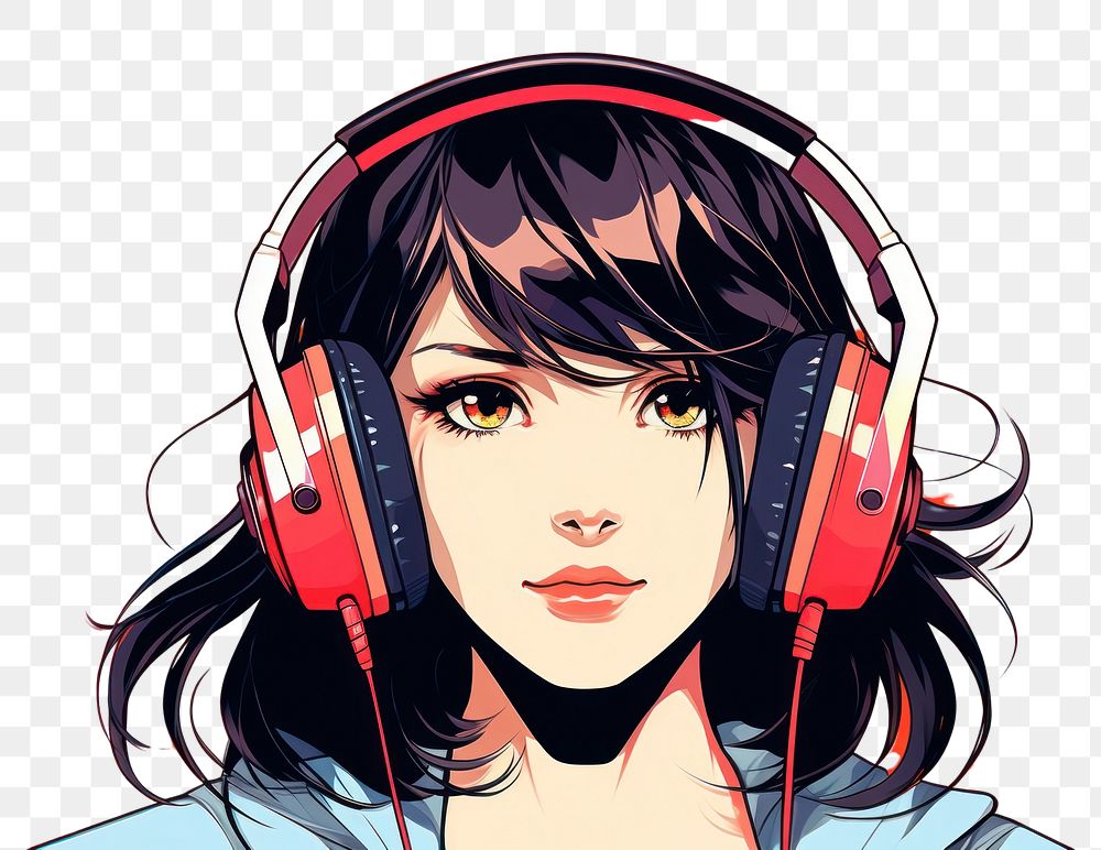 PNG Headphones adult anime manga. AI generated Image by rawpixel.