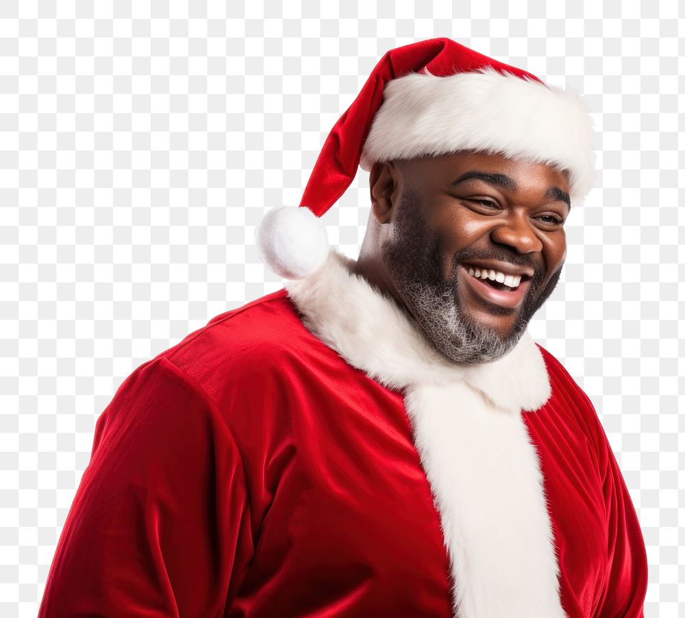 PNG  African-american man wearing santa costume christmas adult white background. AI generated Image by rawpixel.