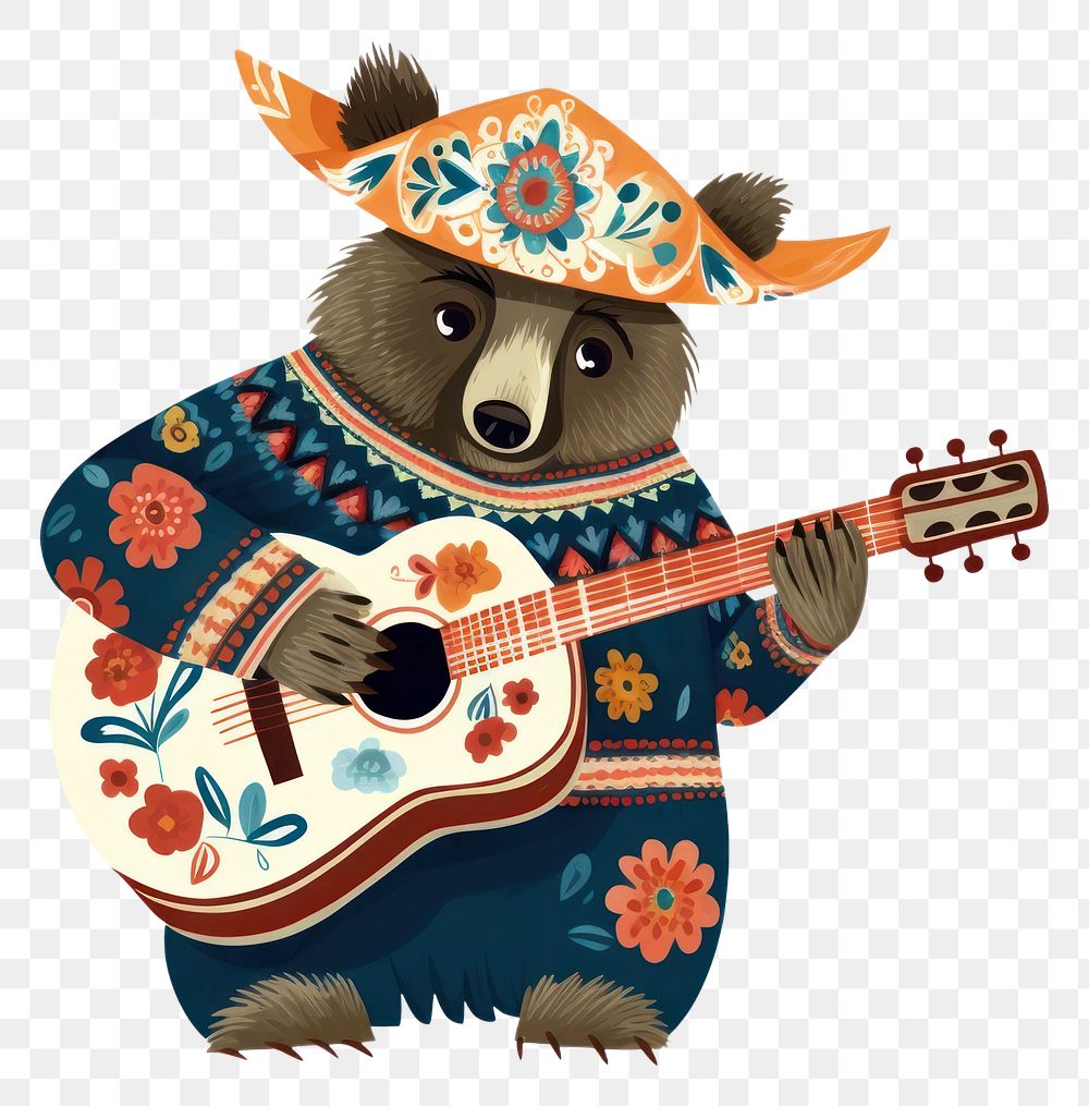 PNG Bear playing a guitar representation performance creativity. AI generated Image by rawpixel.