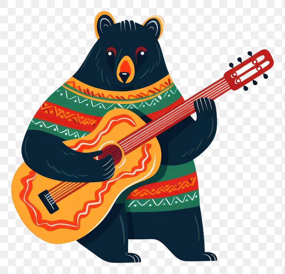 PNG Bear playing a guitar representation performance creativity. AI generated Image by rawpixel.