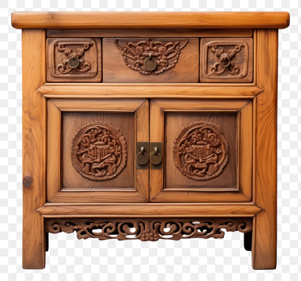 PNG Wooden chinese night stand sideboard furniture drawer. AI generated Image by rawpixel.