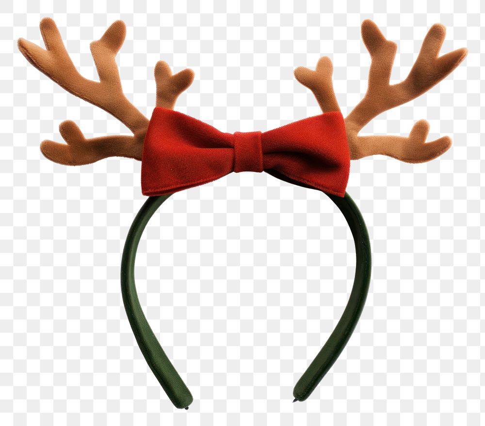 PNG Christmas reindeer antler headwear bow red white background. AI generated Image by rawpixel.