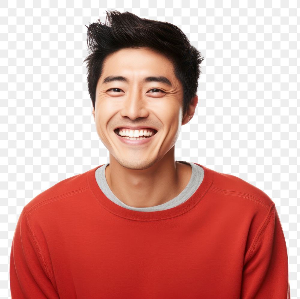 PNG Cheerful asian man portrait laughing smile. AI generated Image by rawpixel.