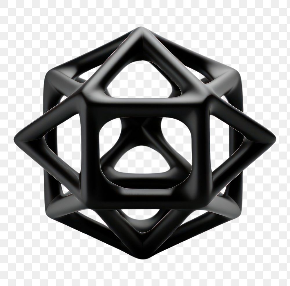 PNG Polyhedra interlocked shape black white background. AI generated Image by rawpixel.