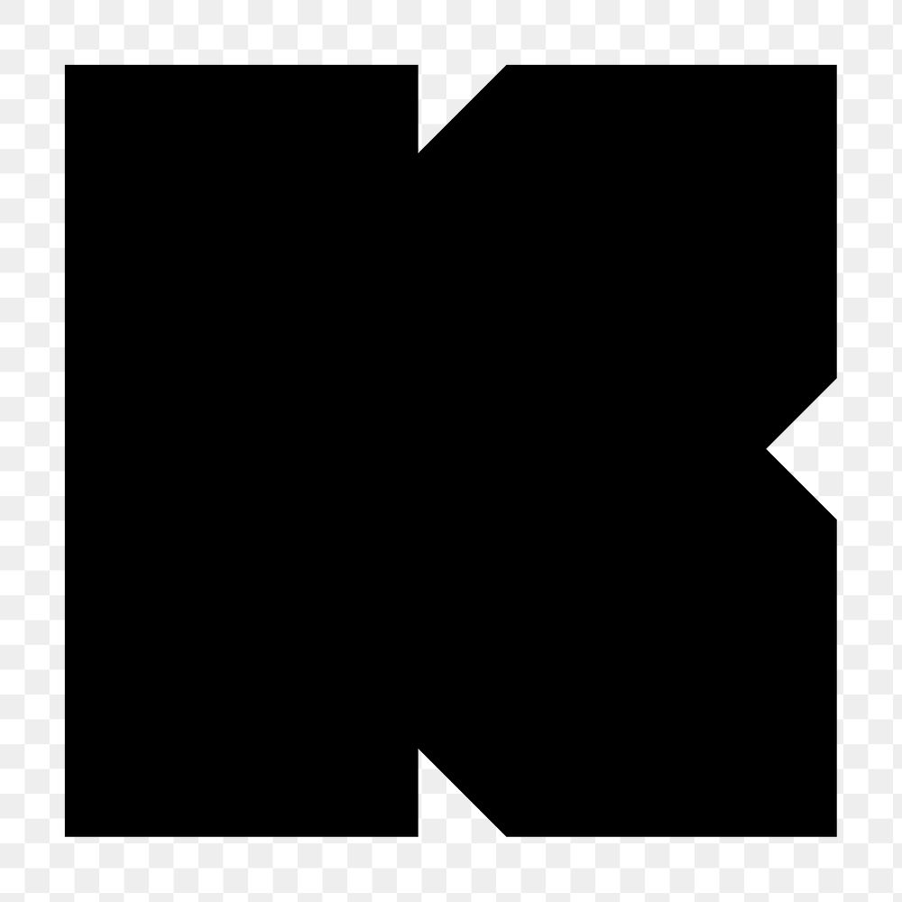 K alphabet shape png logo element, transparent background