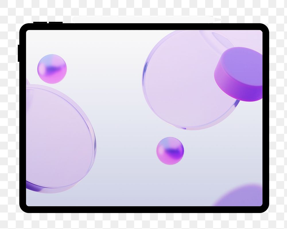 Tablet screen png, design element, transparent background