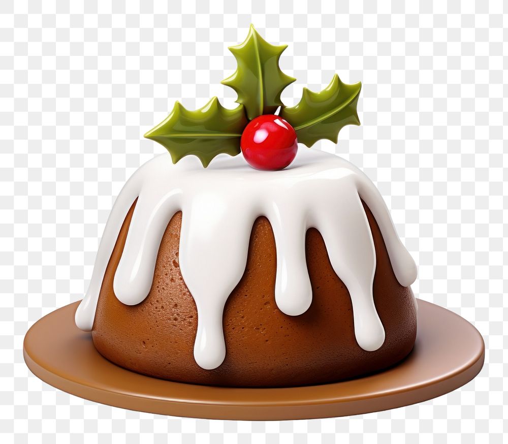 PNG Christmas pudding 3d cartoon dessert icing plant. AI generated Image by rawpixel.