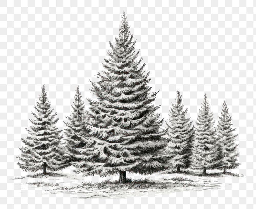 PNG Fir tree sketch bw drawing plant white. AI generated Image by rawpixel.