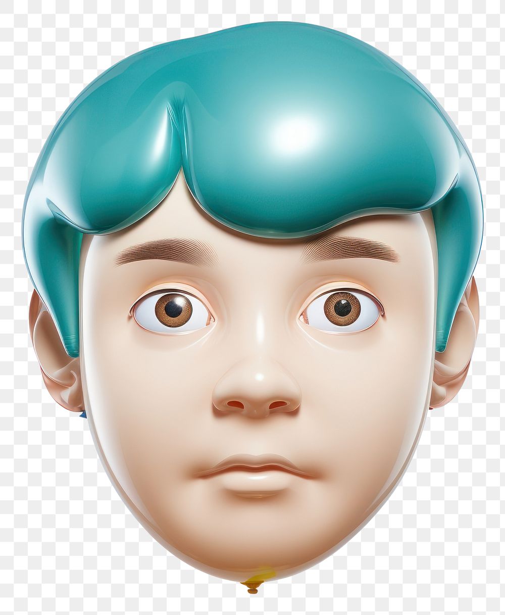 PNG Boy face portrait balloon toy white background. AI generated Image by rawpixel.