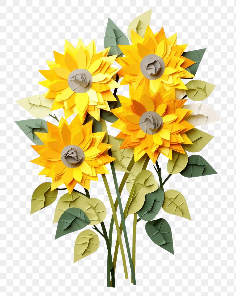 PNG Sunflower bouquet art plant white background. AI generated Image by rawpixel.
