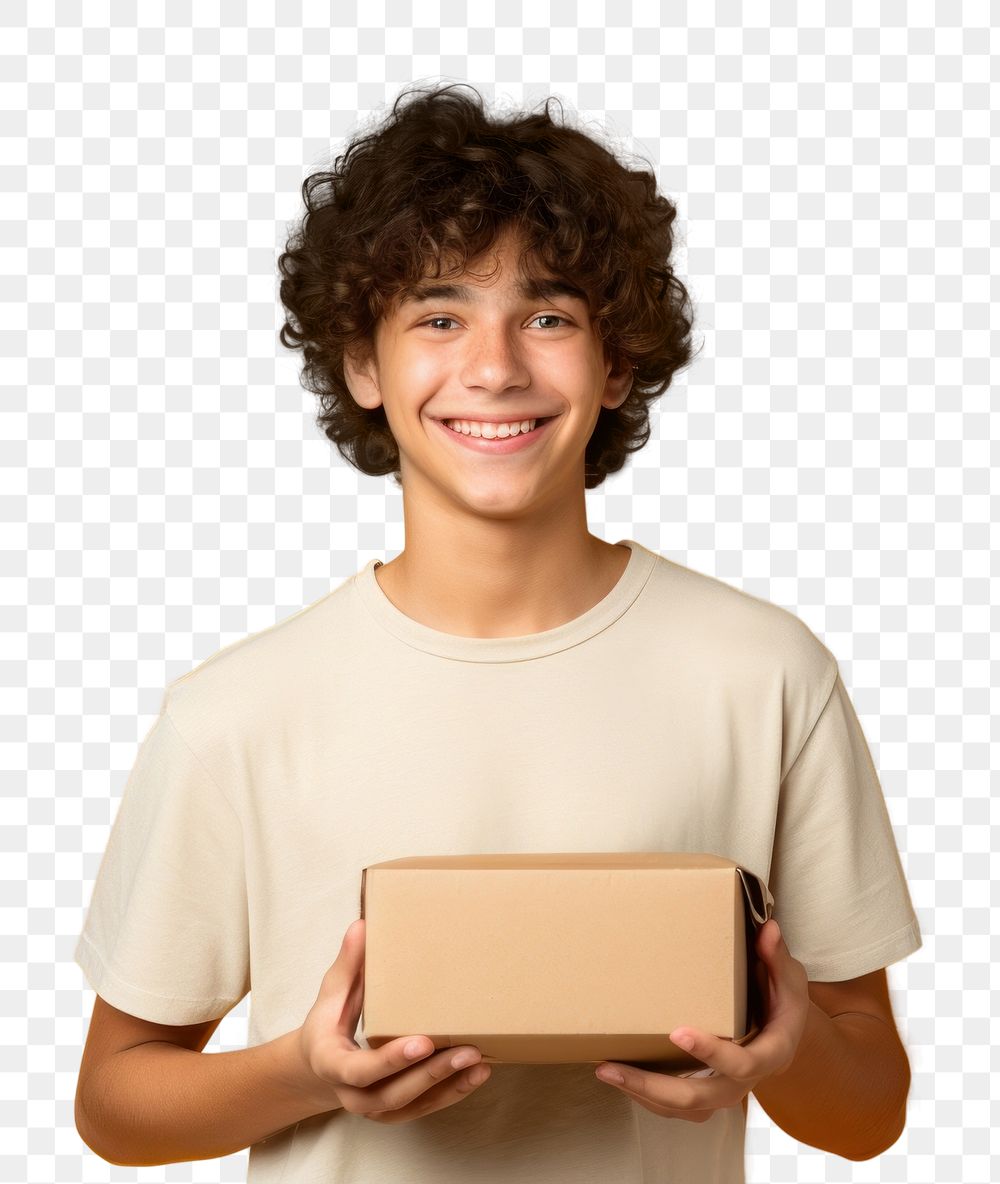 PNG Teenage boy holding a food box. AI generated Image by rawpixel.