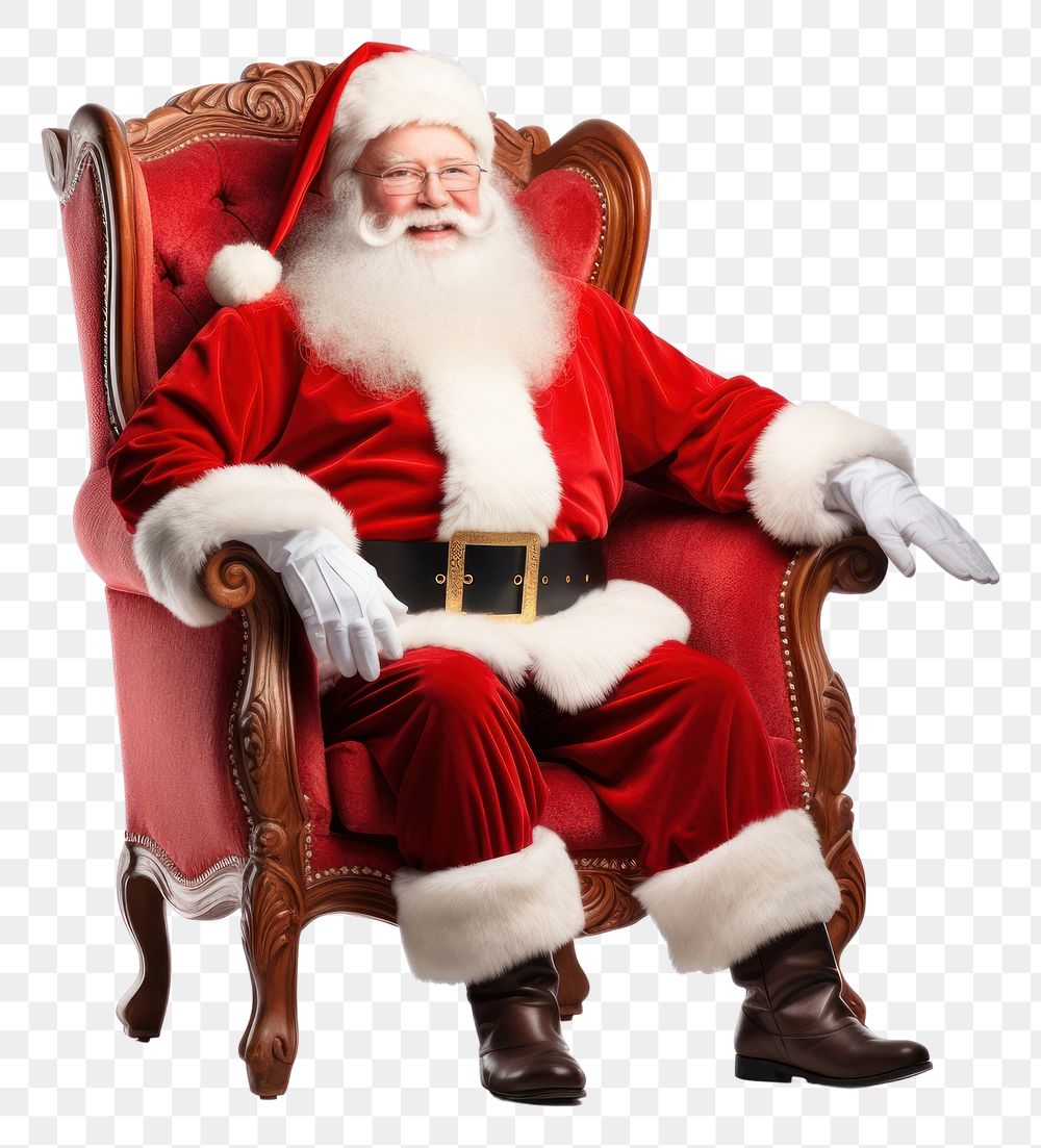 PNG Santa Claus christmas sitting chair. AI generated Image by rawpixel.
