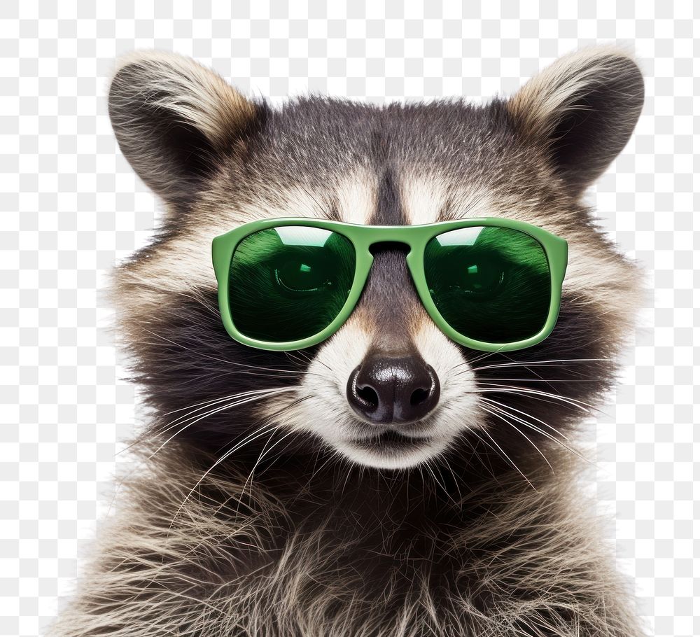 PNG  Funny raccoon sunglasses animal mammal. AI generated Image by rawpixel.