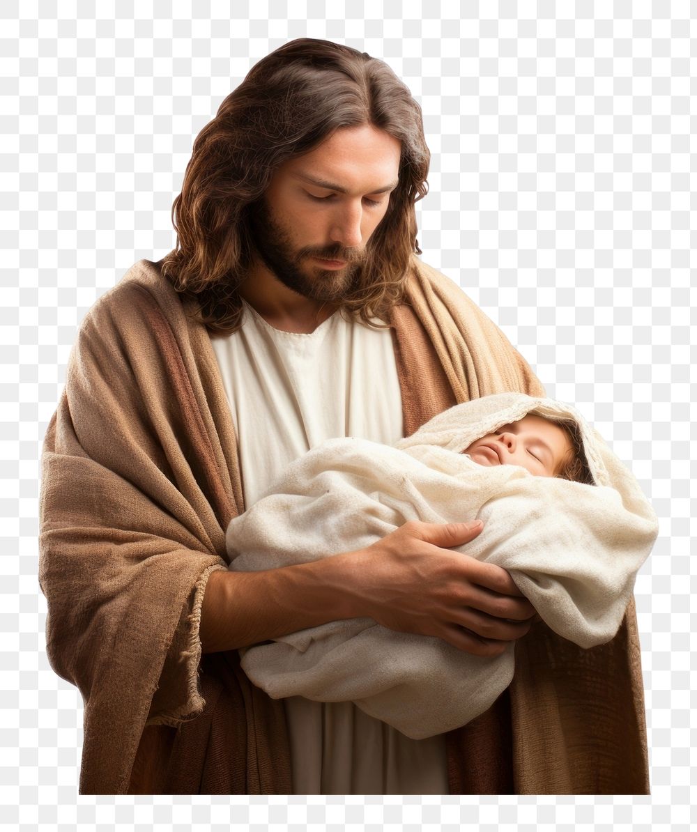 PNG  A nativity jesus portrait newborn photo. AI generated Image by rawpixel.