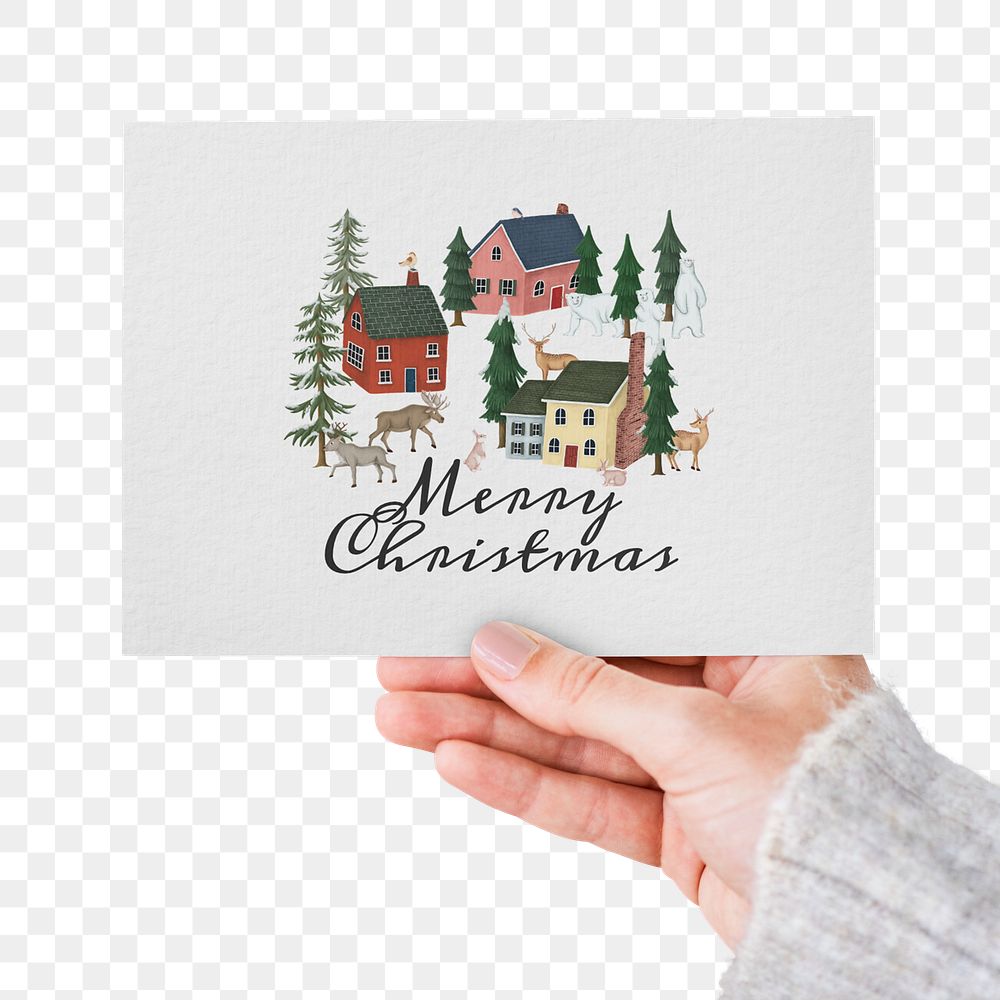 Christmas card png, design element, transparent background