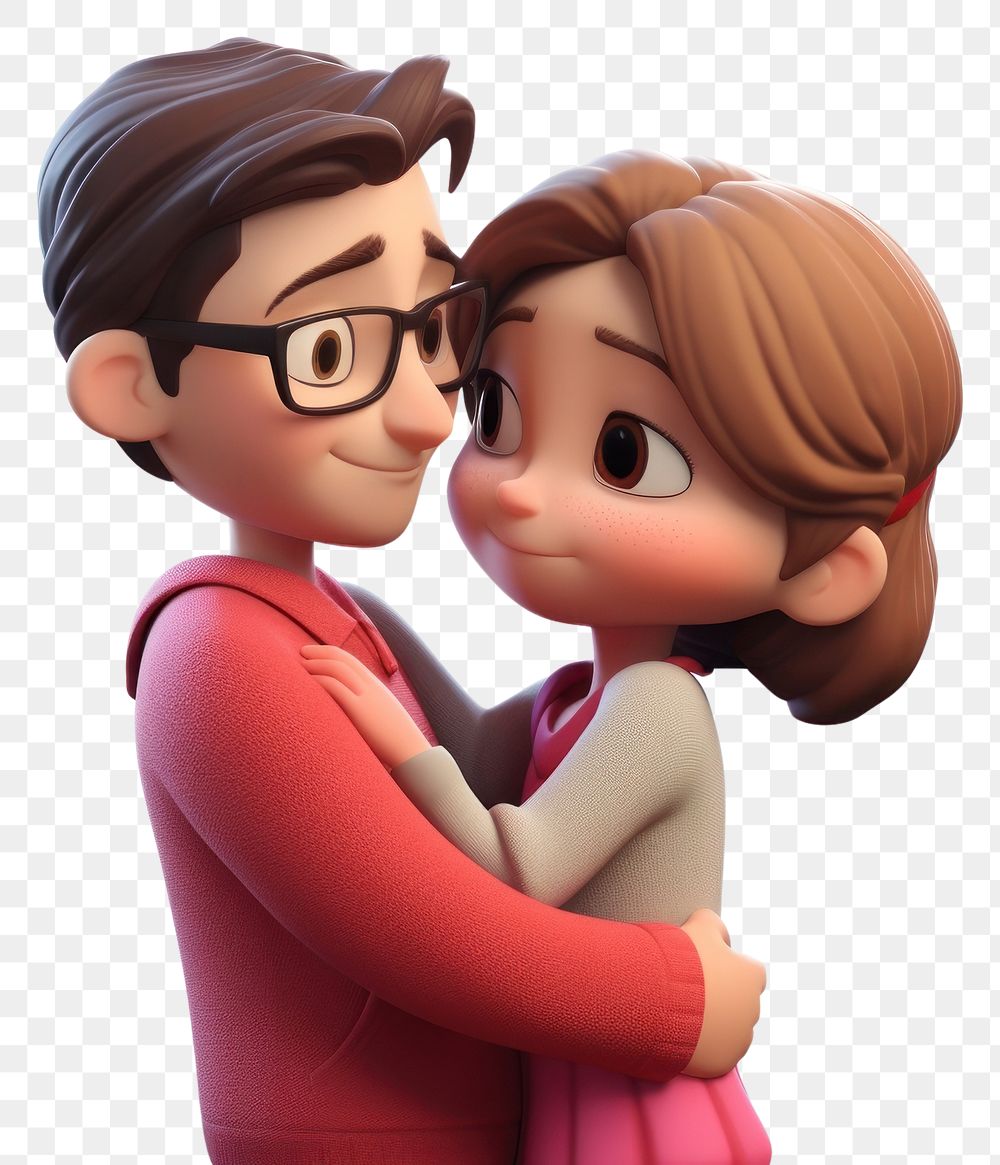 PNG Couple hugging glasses cartoon adult. AI generated Image by rawpixel.