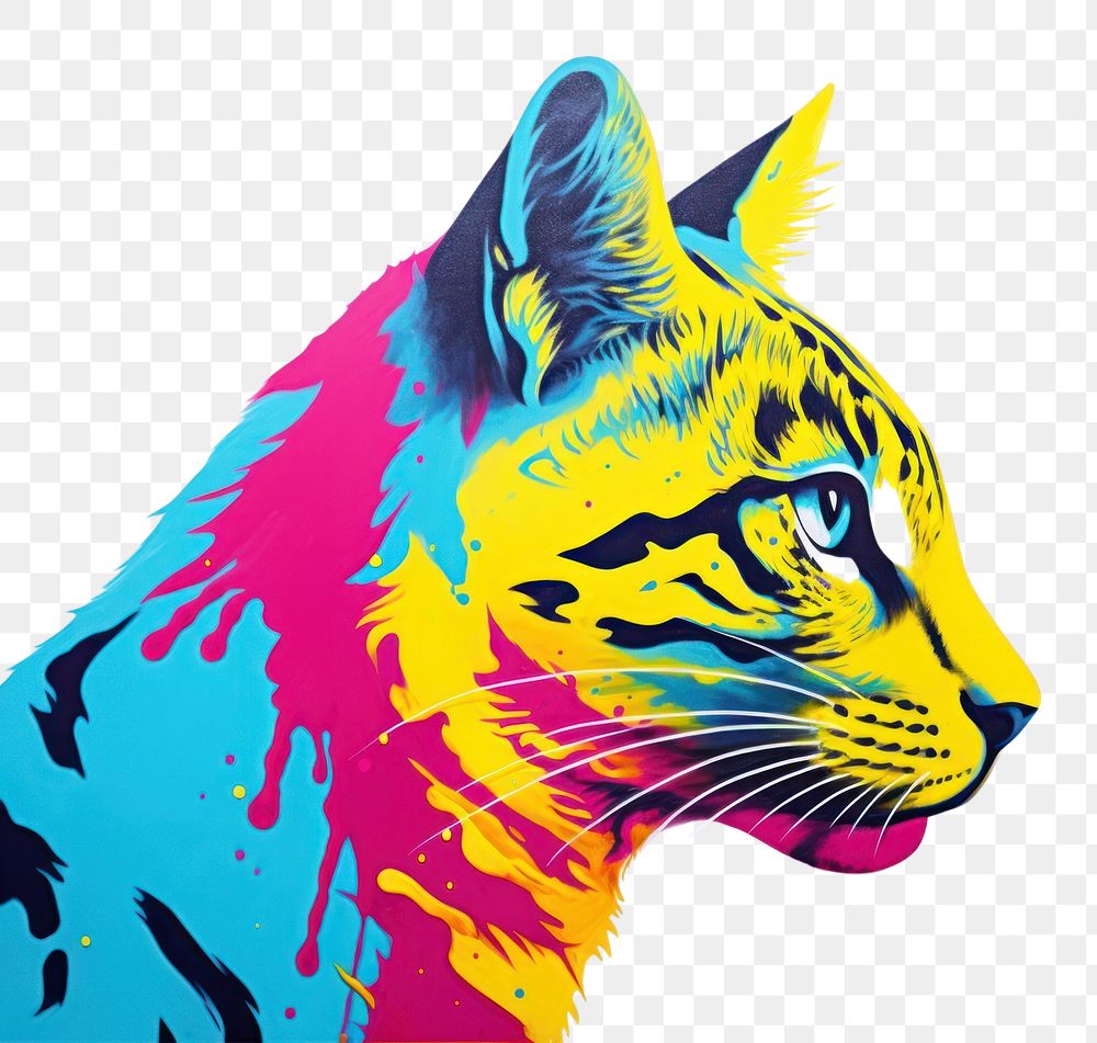 PNG Cat painting mammal animal. AI generated Image by rawpixel.