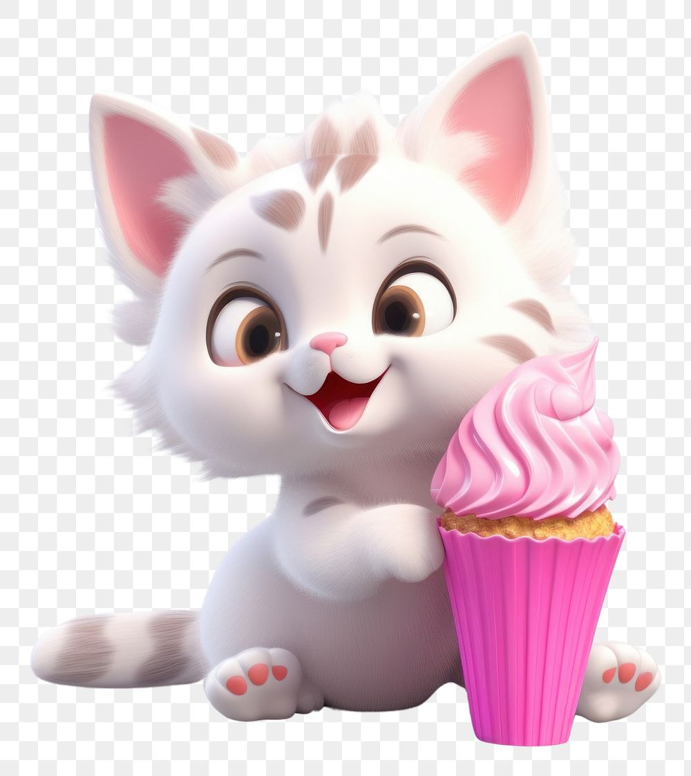 PNG  Kitten dessert cupcake mammal. AI generated Image by rawpixel.