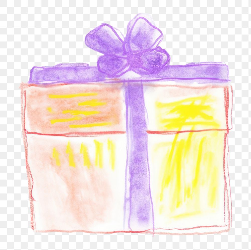 PNG  Gift box drawing art white background. AI generated Image by rawpixel.