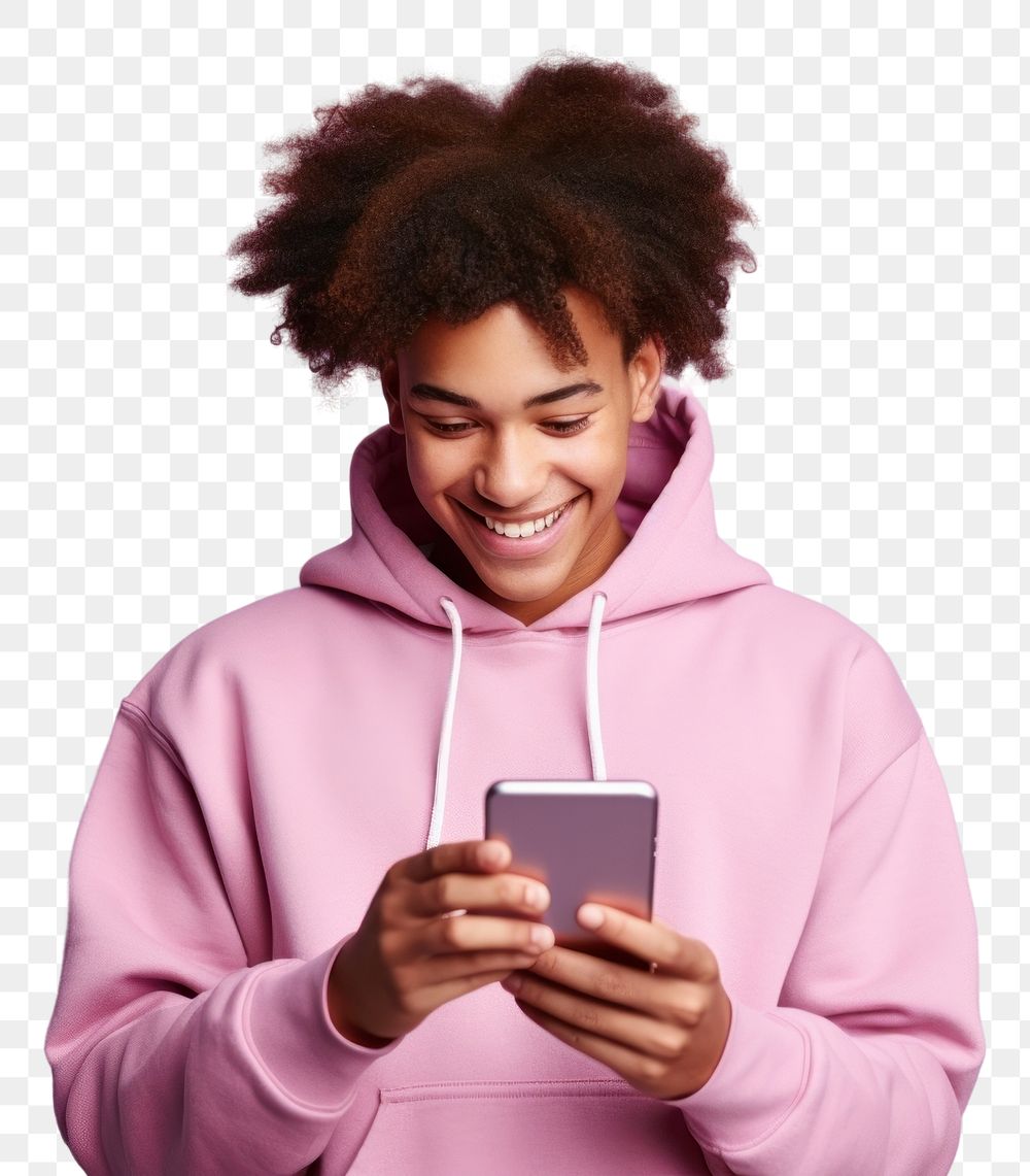 PNG African American teenage holding purple hoodie