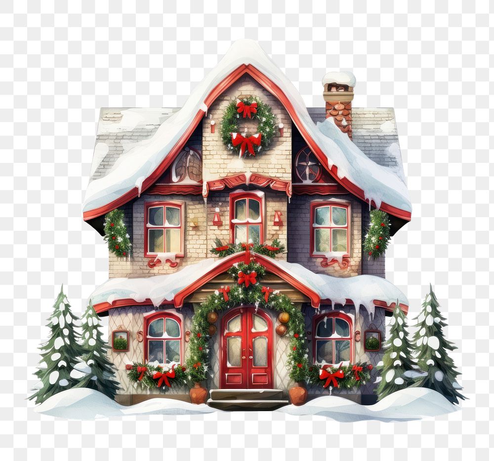 PNG Christmas decorated house architecture | Premium PNG - rawpixel