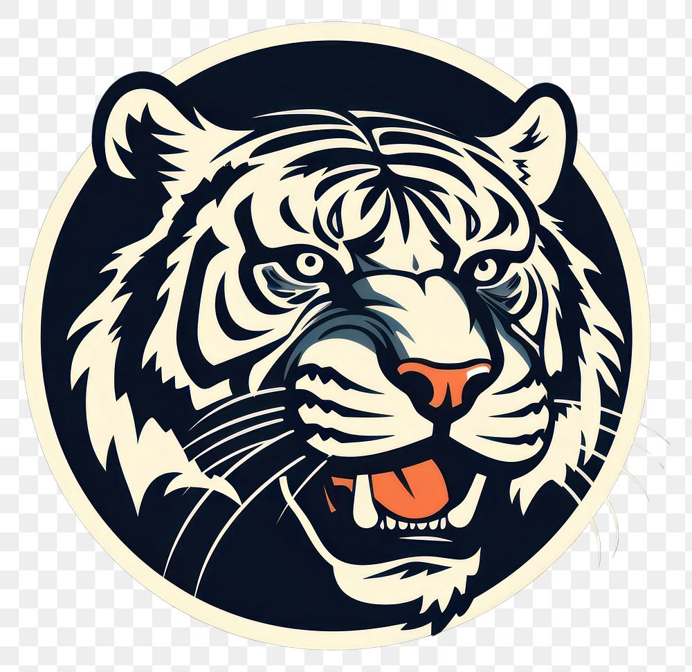 PNG  Tiger logo animal mammal. AI generated Image by rawpixel.