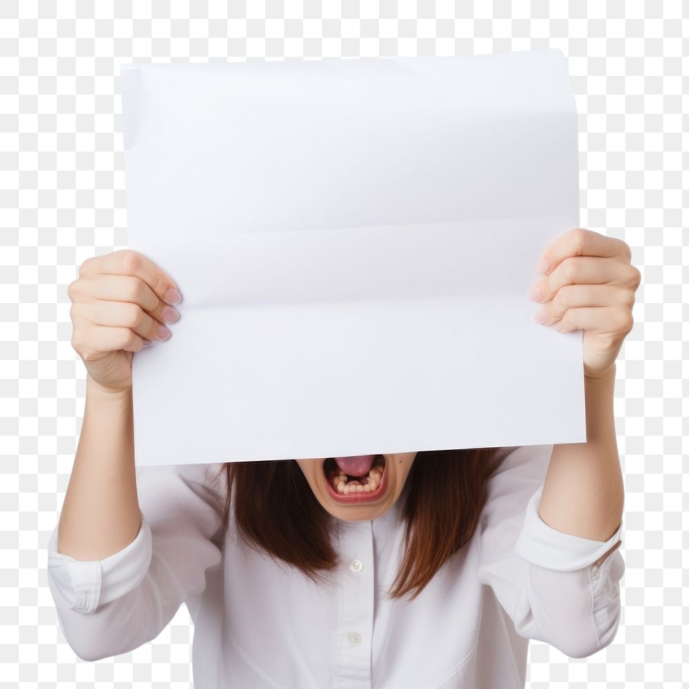 PNG A woman angry shouting portrait paper. AI generated Image by rawpixel.