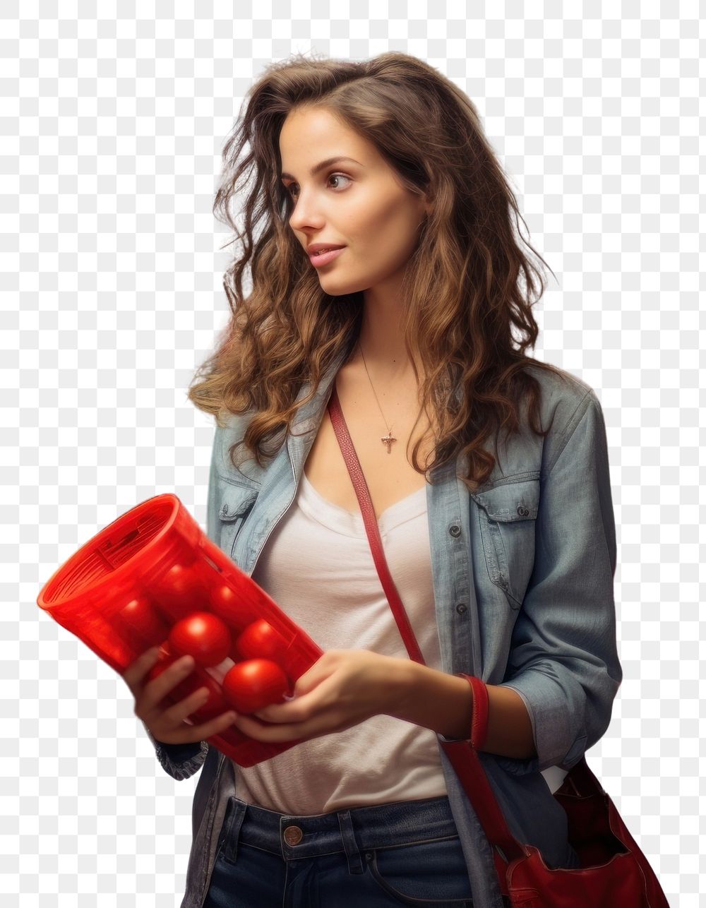 PNG  Shopping portrait adult bag. AI generated Image by rawpixel.