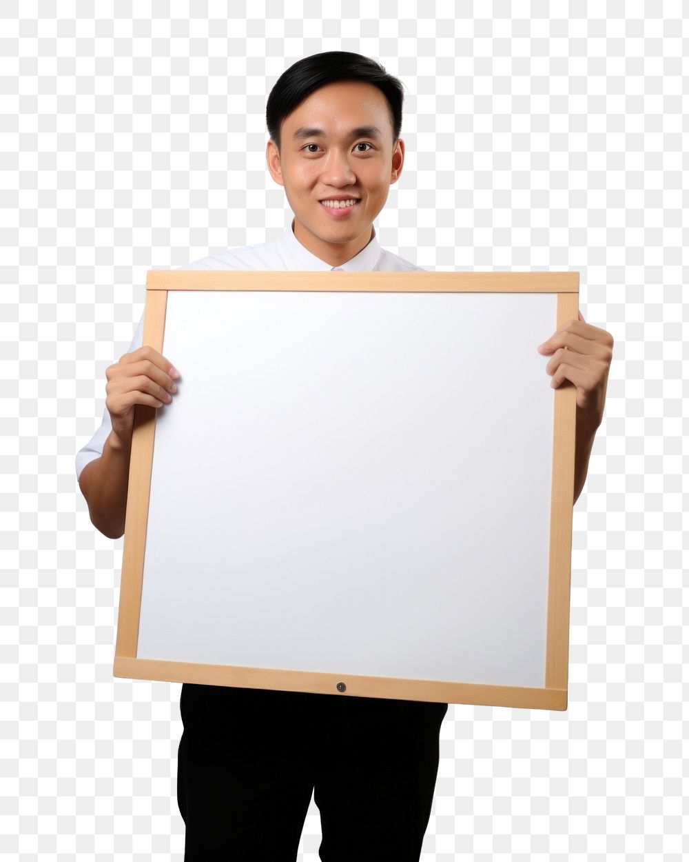 PNG A asian barista man portrait holding photo. AI generated Image by rawpixel.