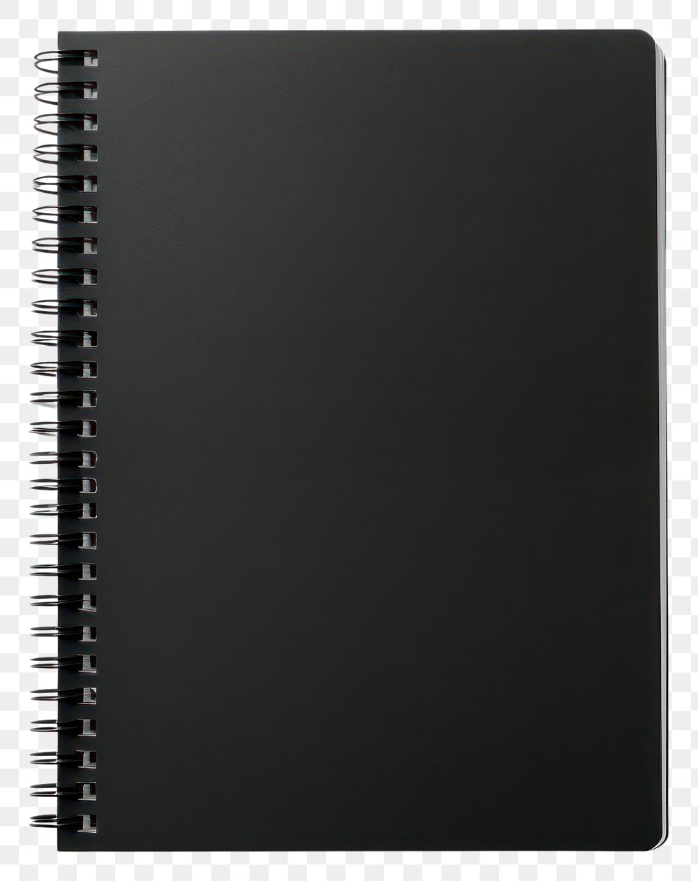 PNG  Spiral bound notebook mockup template book open white paper with black paper cover spiral diary white background