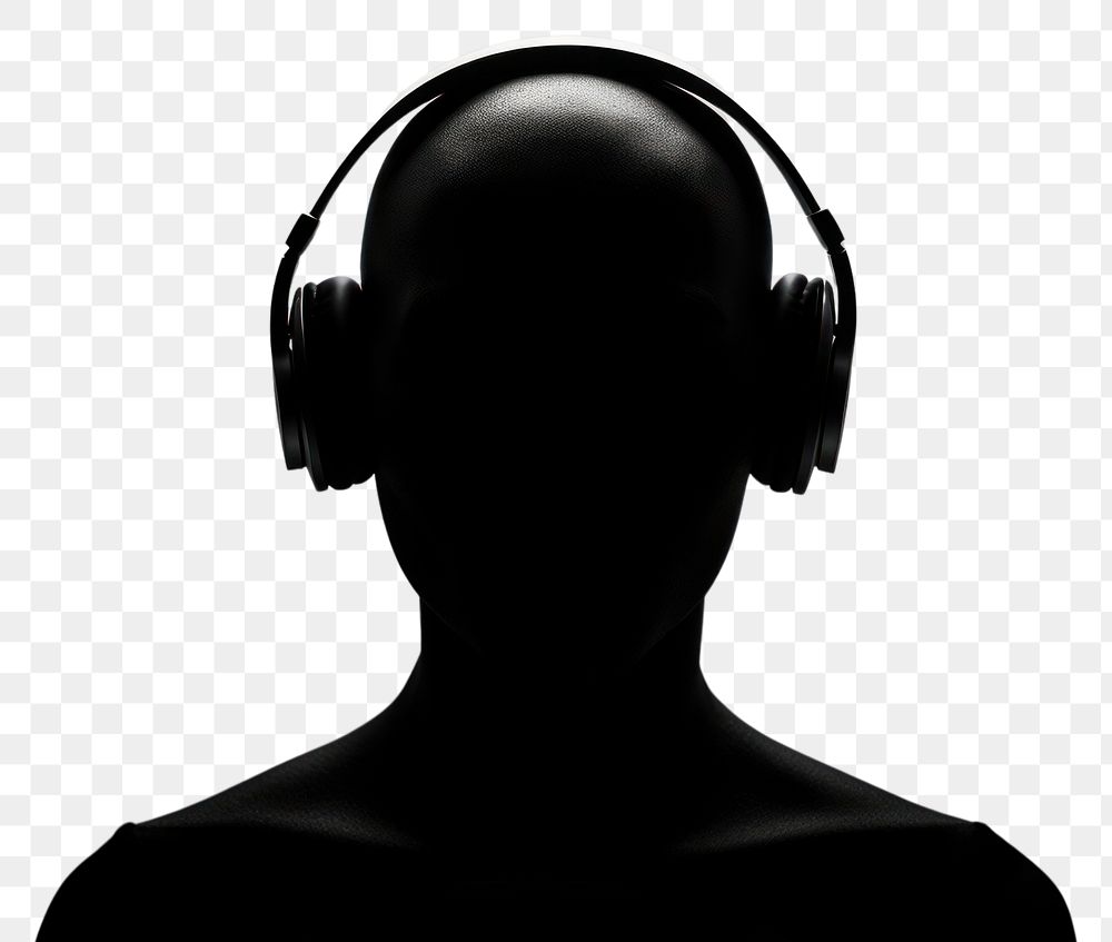 PNG Silhouette silhouette headphones portrait. AI generated Image by rawpixel.