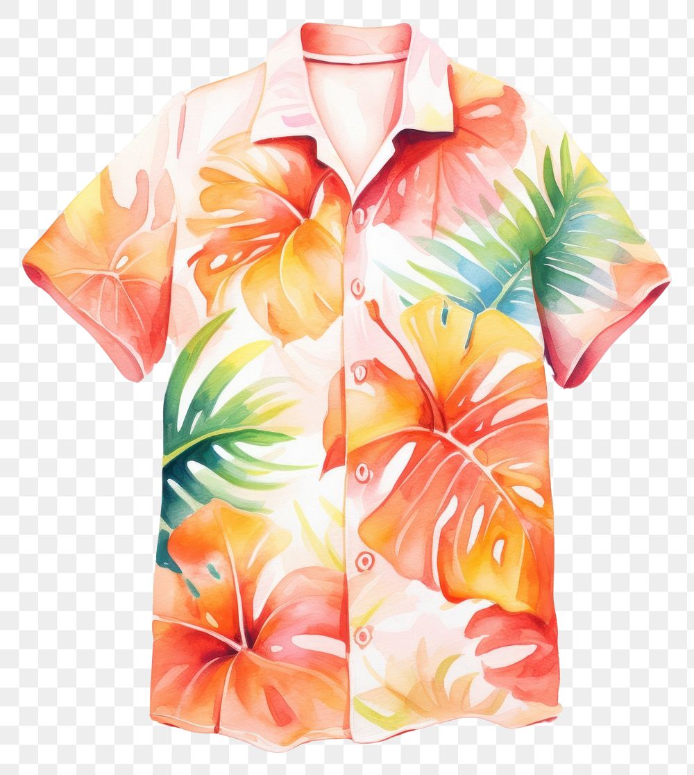 PNG Hawaiian shirt blouse outerwear beachwear. AI generated Image by rawpixel.