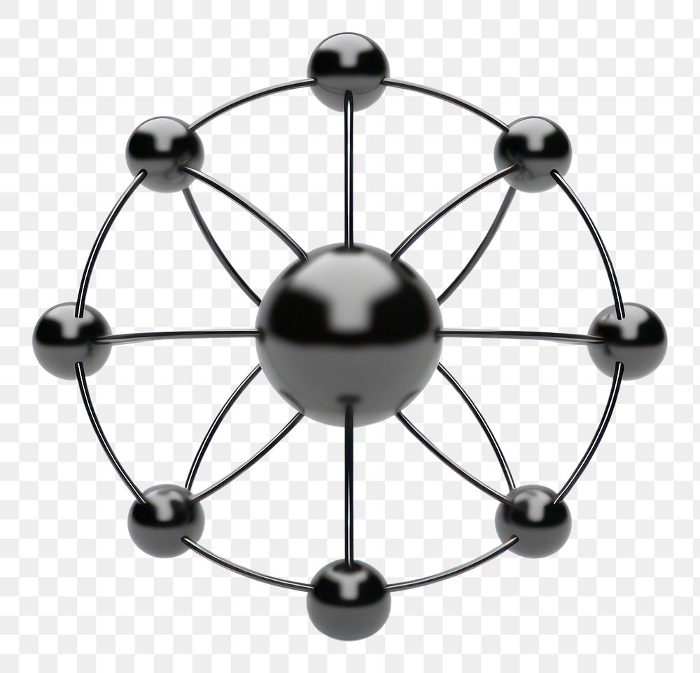 PNG  Atom sphere black white background. 