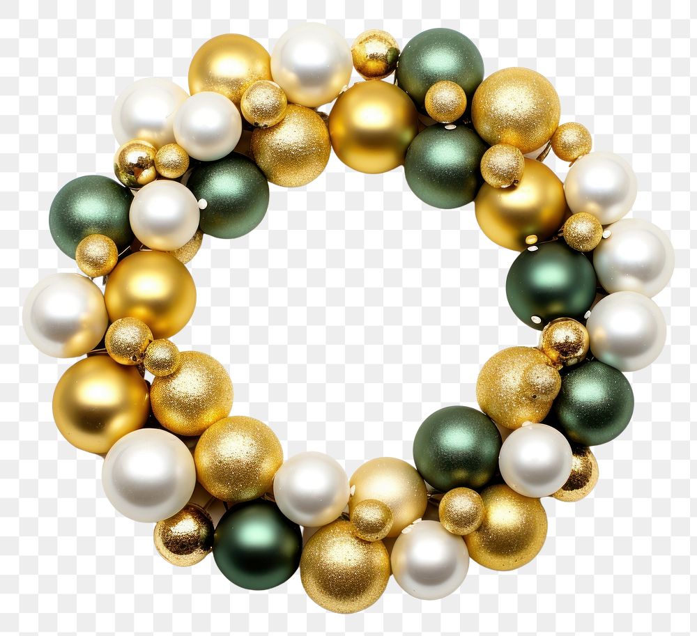 PNG  Christmas decoration gold ornamental christmas wreath bracelet jewelry yellow. 