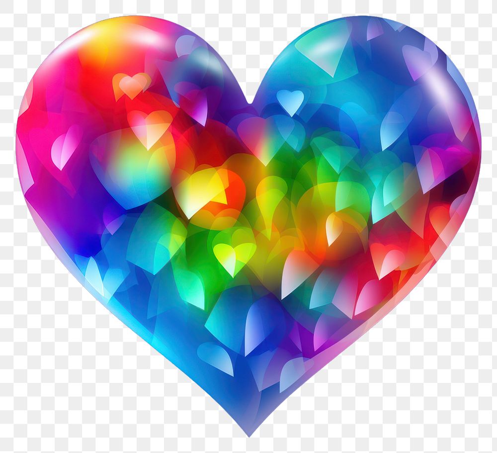 PNG  Glowing rainbow LGBTQ heart shape night illuminated creativity. AI generated Image by rawpixel.