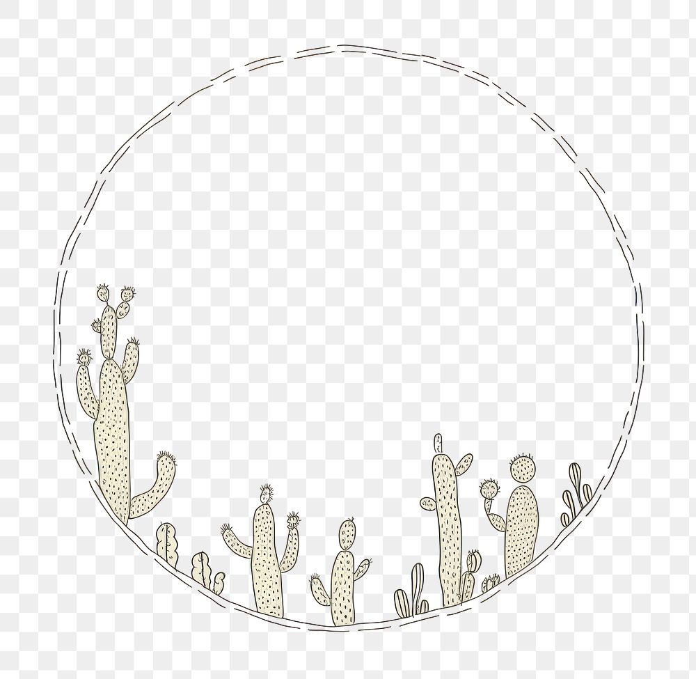 PNG Cactus drawing circle sketch. AI generated Image by rawpixel.