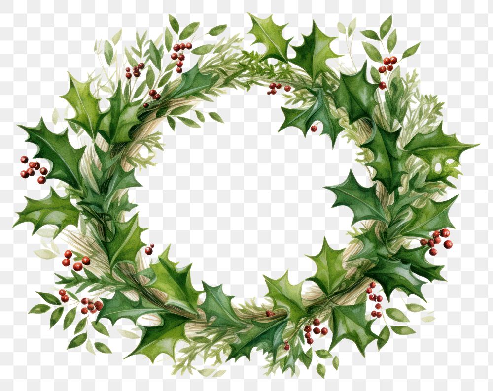 PNG  Wreath leaf christmas pattern. AI generated Image by rawpixel.