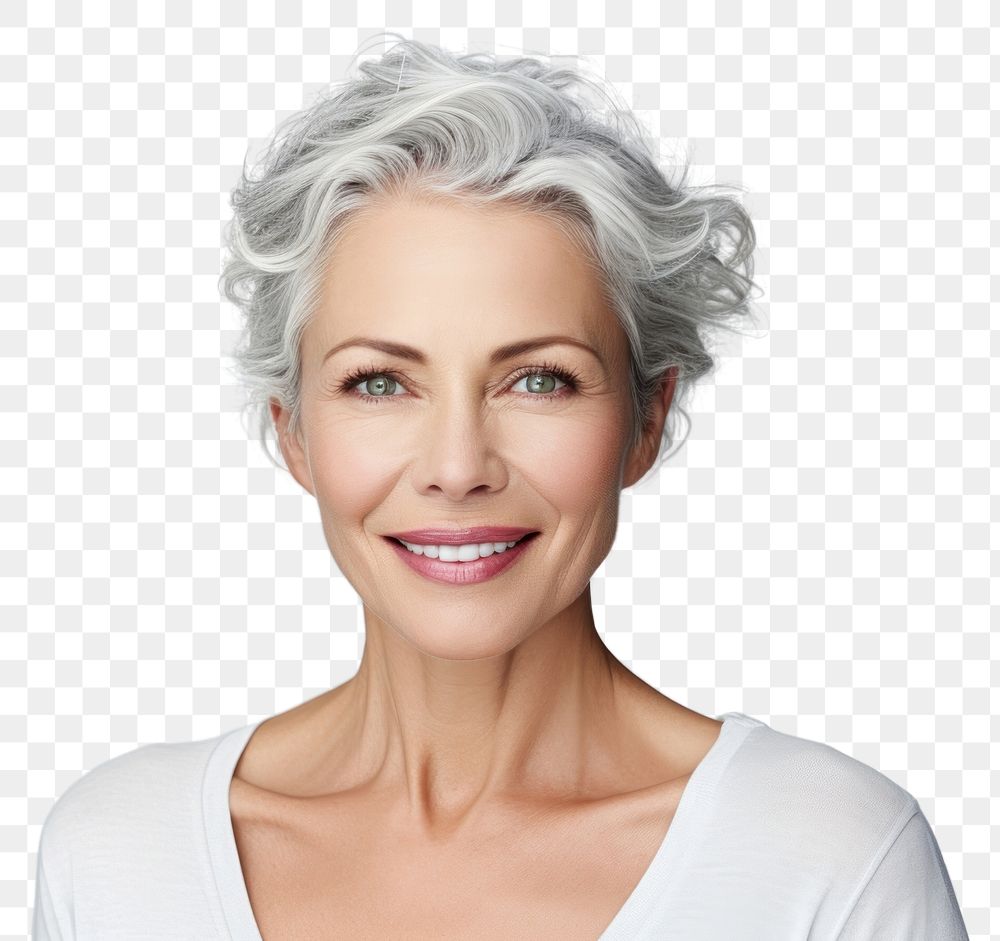 PNG  A Beautiful mature caucasian woman portrait adult smile. AI generated Image by rawpixel.