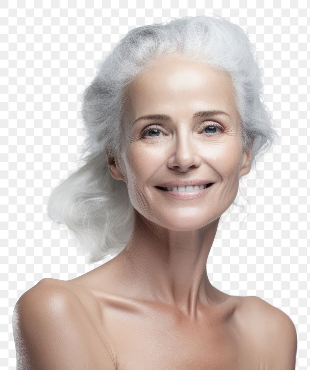 PNG  Aging body with good tissue face portrait adult smile. AI generated Image by rawpixel.