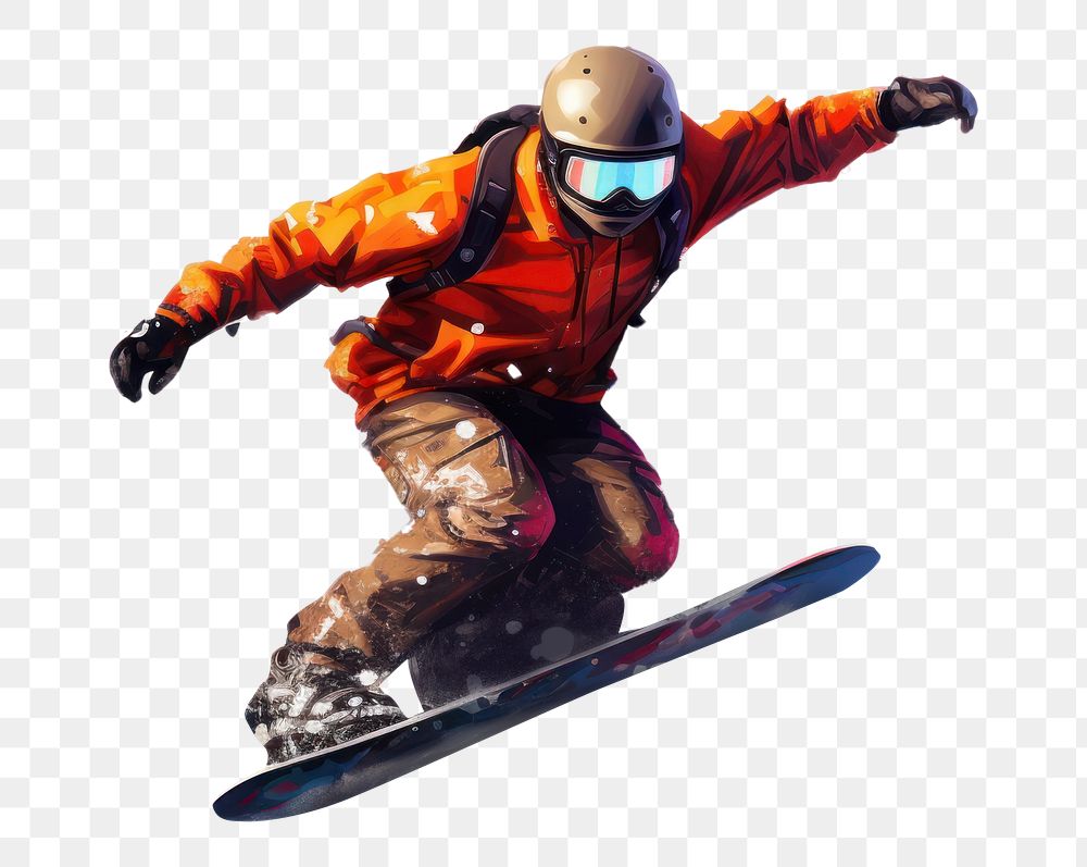 PNG  Snowboarder snow snowboarding adventure. AI generated Image by rawpixel.