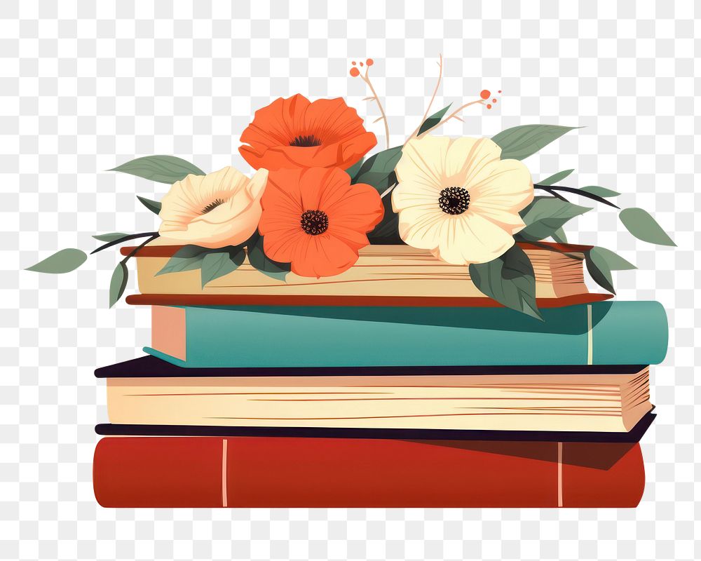 PNG Books with flower publication plant art. 