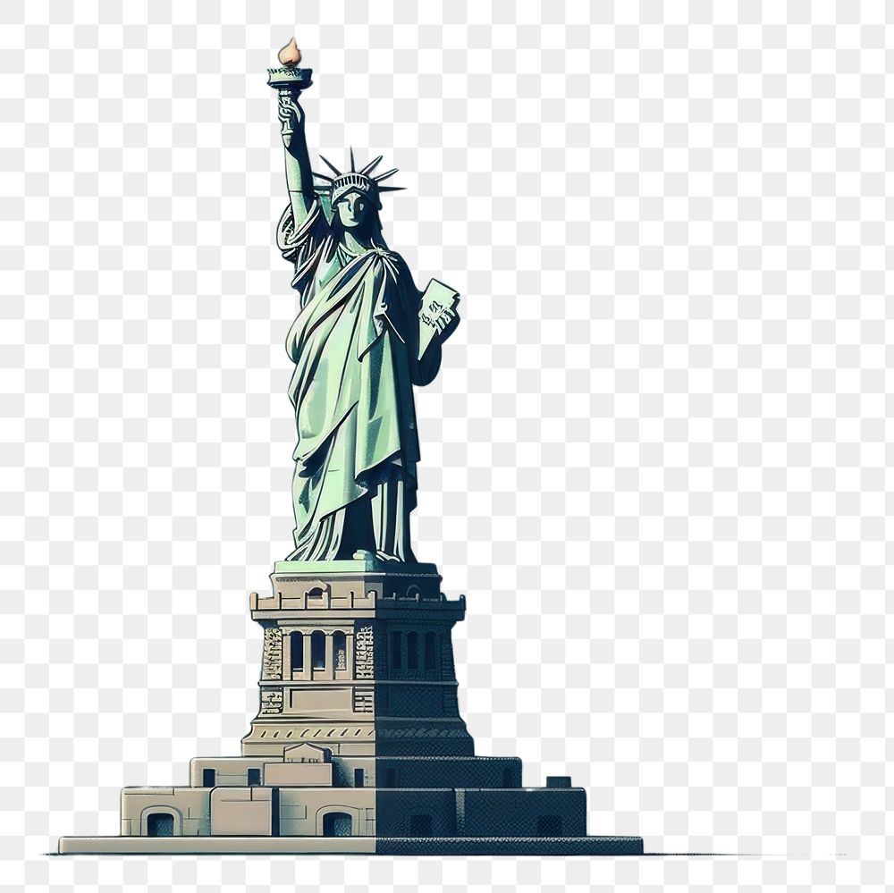 PNG New York statue sculpture landmark. AI generated Image by rawpixel.