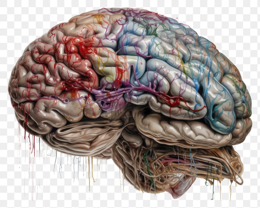 PNG Brain drawing painting sketch. AI generated Image by rawpixel.