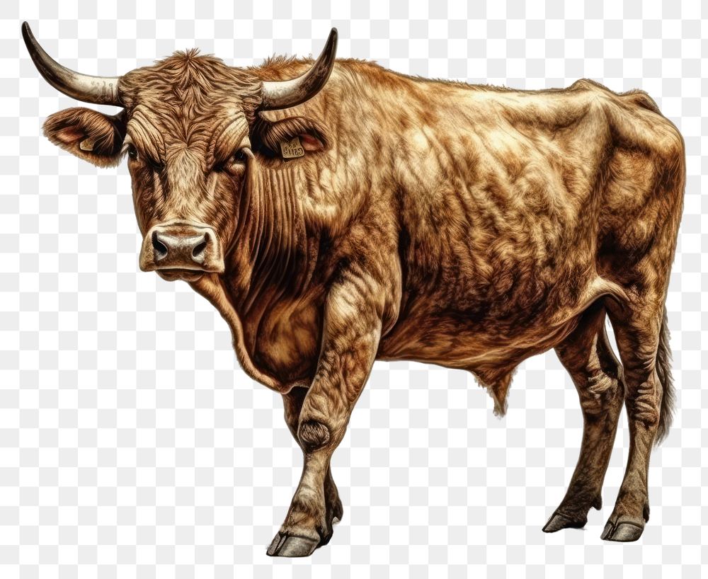PNG Bull livestock drawing cattle. AI generated Image by rawpixel.