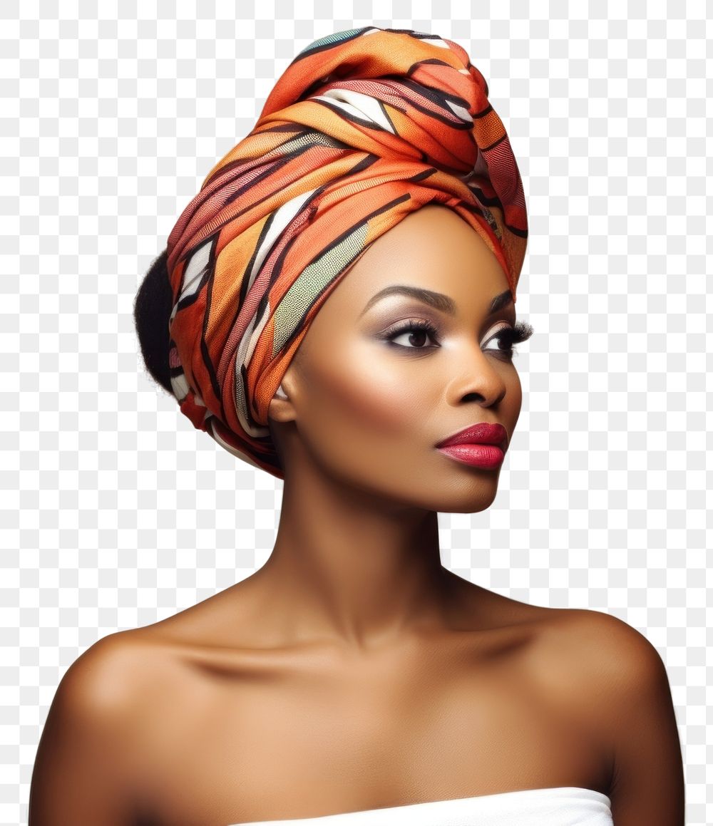 PNG African woman portrait turban adult. 